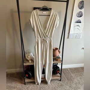 Pink Lily Oatmeal Jumpsuit